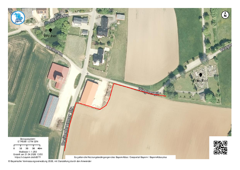 Lageplan des 232 Meter langen Krötenzauns bei Daßwang in 2026