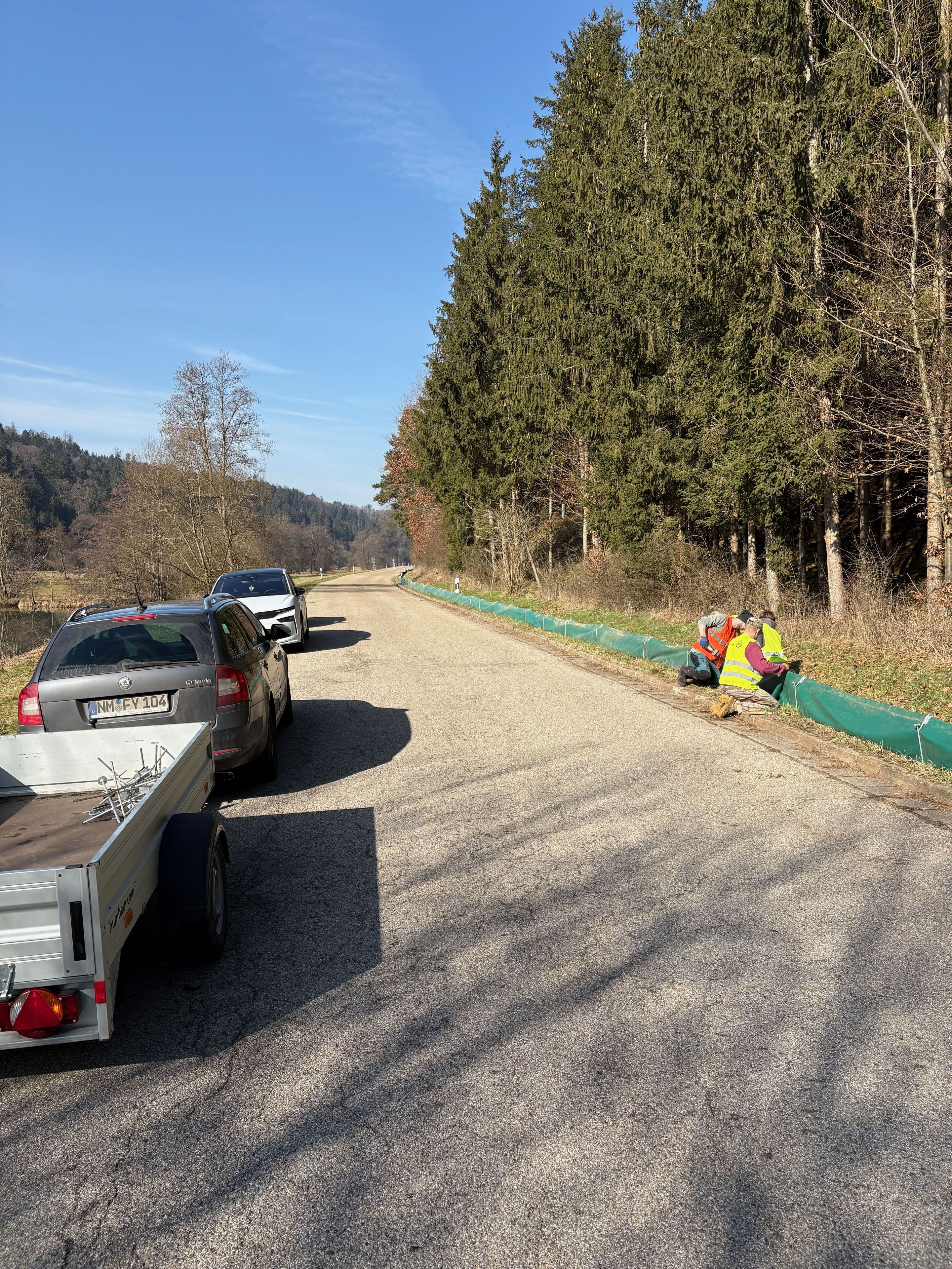 Bei 500 Metern Krötenzaun braucht es viele Helfer:innen; Foto: Florian Hofmann